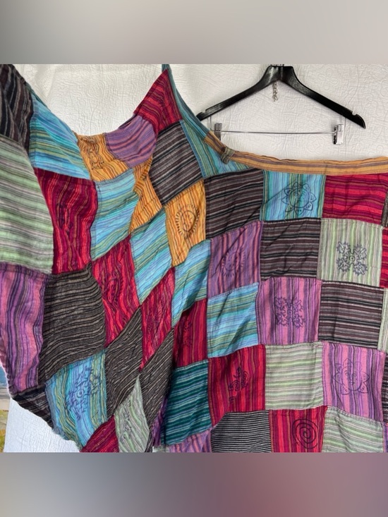 Patchwork Wrap Around Skirt Boho Hippie 100 Cotton Maxi Skirts One Size Nepal OS - Picture 9 of 16